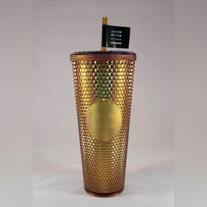 Starbucks Limited Edition 2021 50th Anniversary Honeycomb Gold Studded Cold Cup